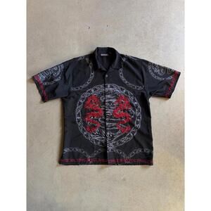 VTG Dragon Embroidered Shirt Sz XL
